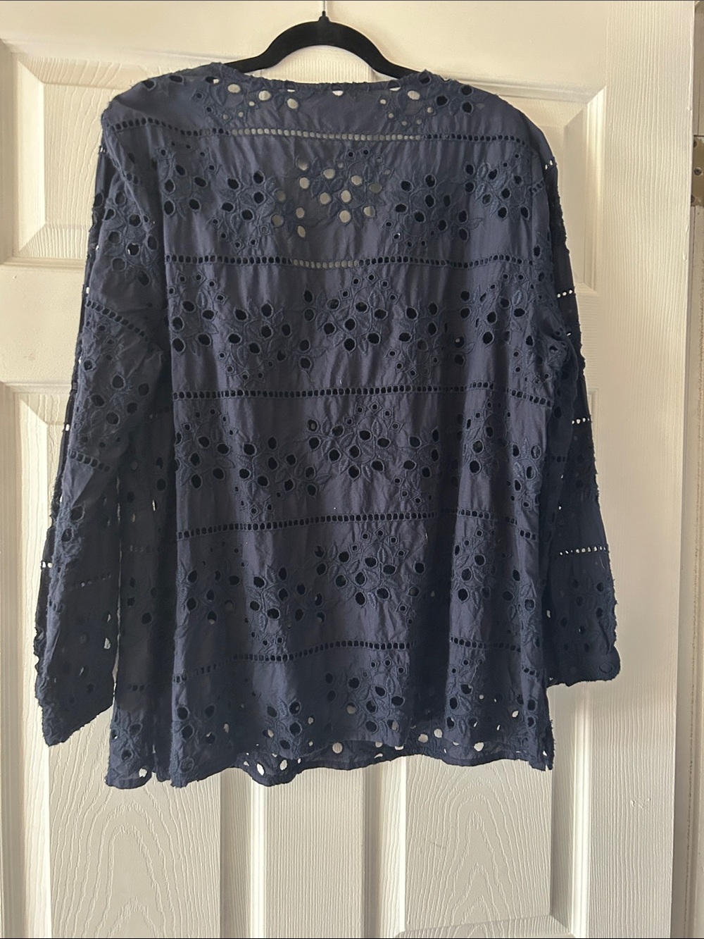 Chico's Navy Eyelet V-Neck Tunic - Picture 3 of 3
